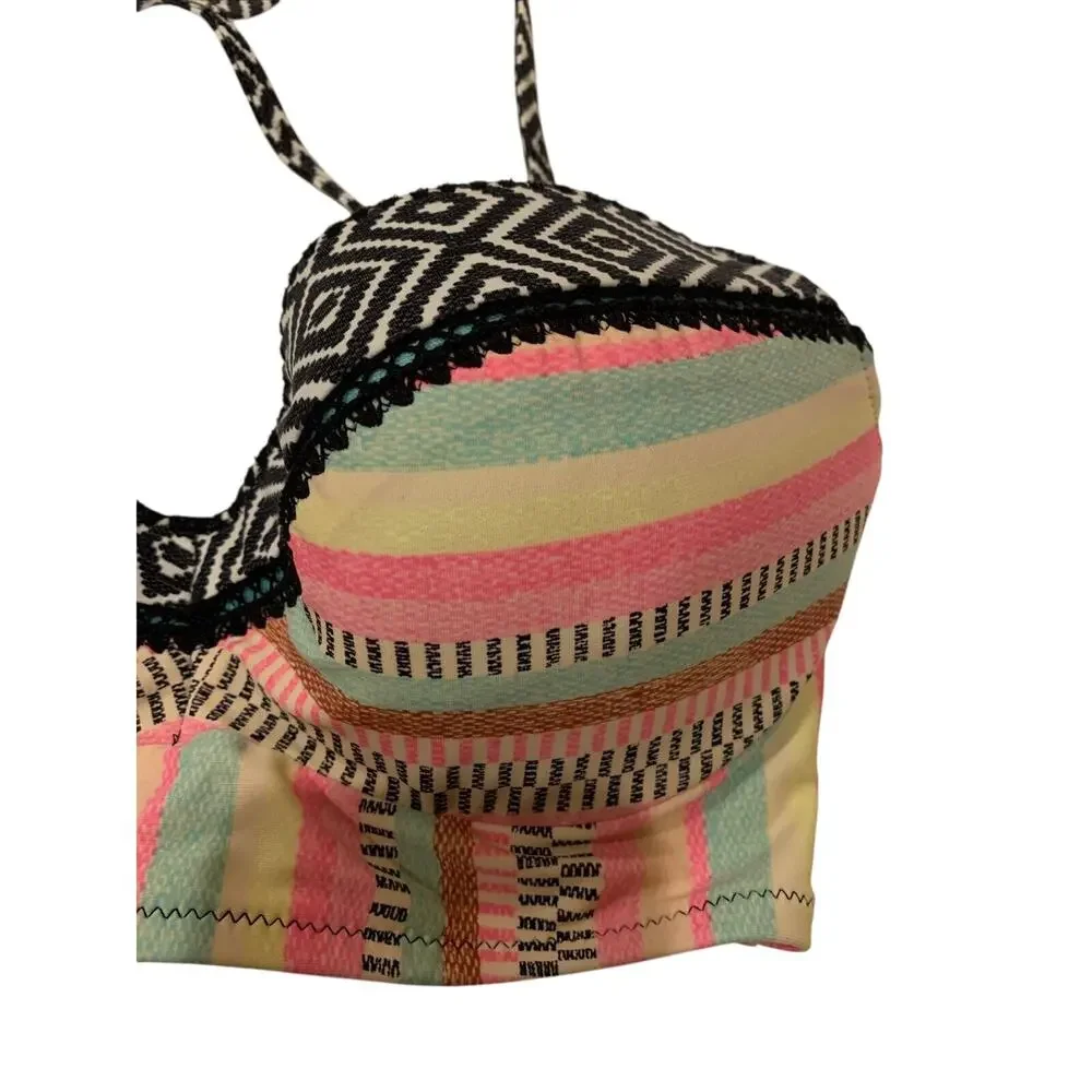 Shade & Shore Swim Bikini Top Size 38B Multicolored Striped Pattern - EUC